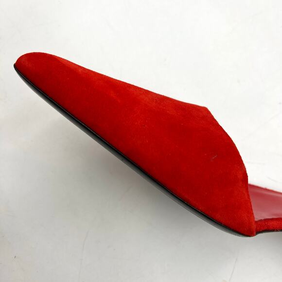 Khaite Seville Suede d’Orsay Heels Red Pointy Toe Kitten - Picture 5 of 14